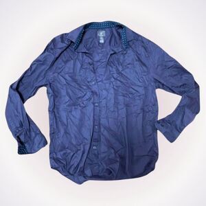H&M Slim Fit Blue Button-Front Long Sleeve Shirt | Sz XL